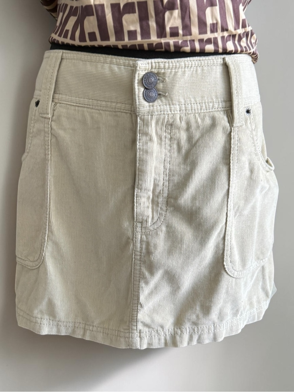 Abercrombie & Fitch Neutral Beige Corduroy Mini Skirt - Picture 3 of 15